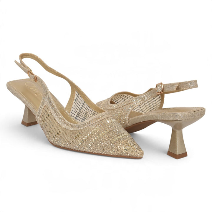 Golden Bridal Court Shoes - l087233