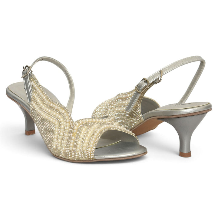 Silver Bridal Sandal Heels - L065840