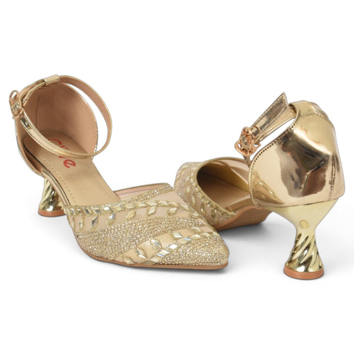 Golden Bridal Court Shoes - l087283