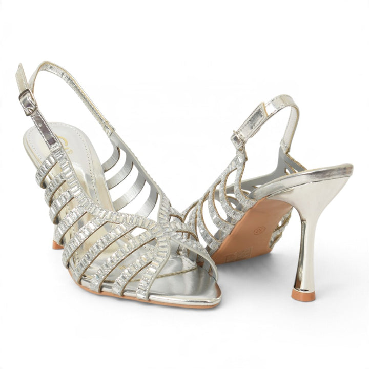 Silver Bridal Sandal Heels - l065814