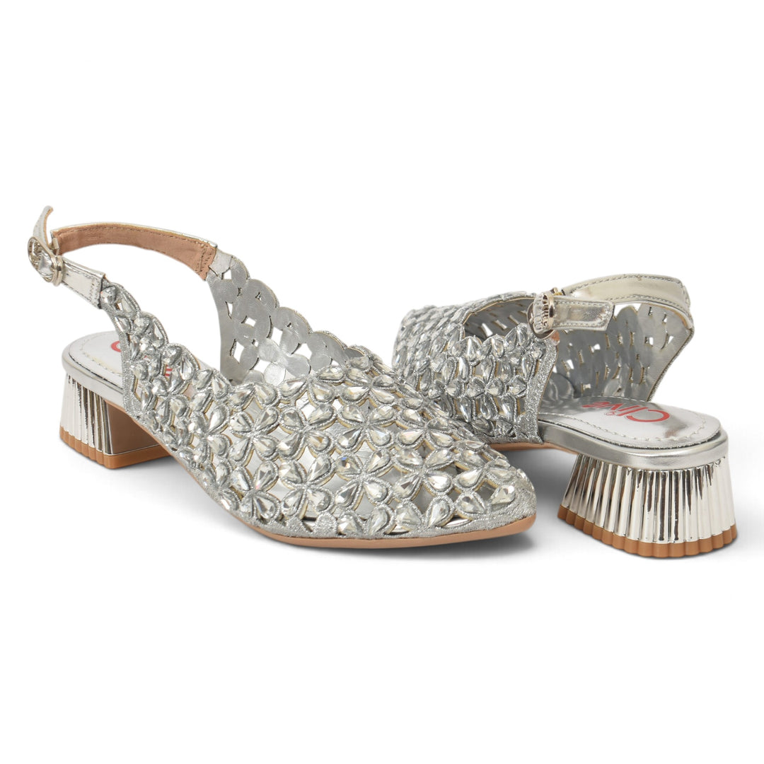 Silver Bridal Court Shoes - l087264