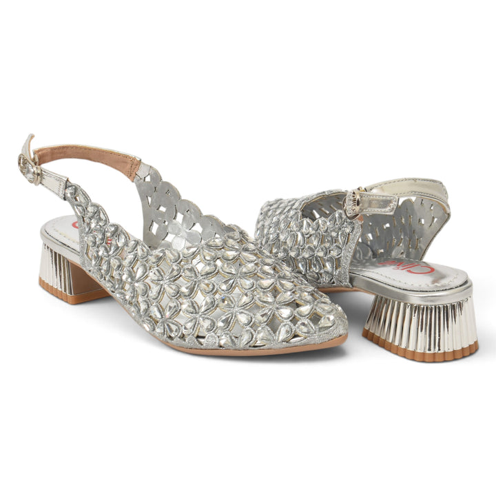 Silver Bridal Court Shoes - l087264