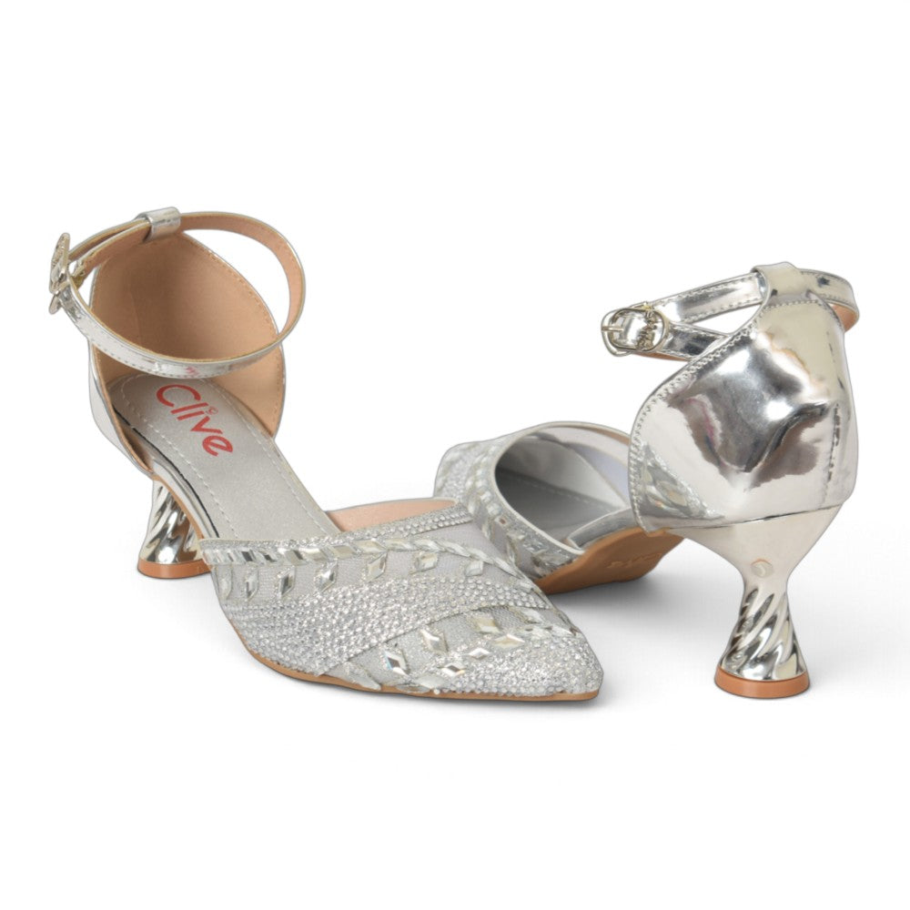 Silver Bridal Court Shoes - l087283