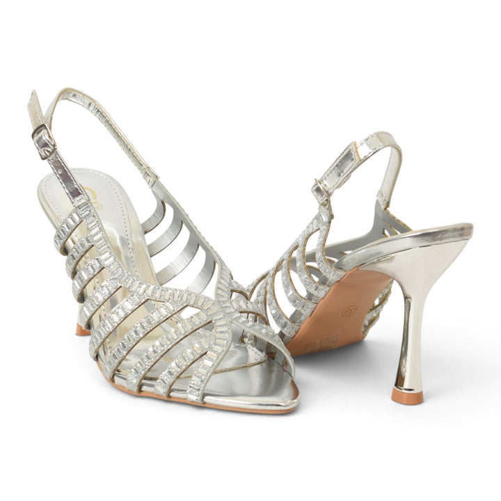 Silver Bridal Sandal Heels - l065814