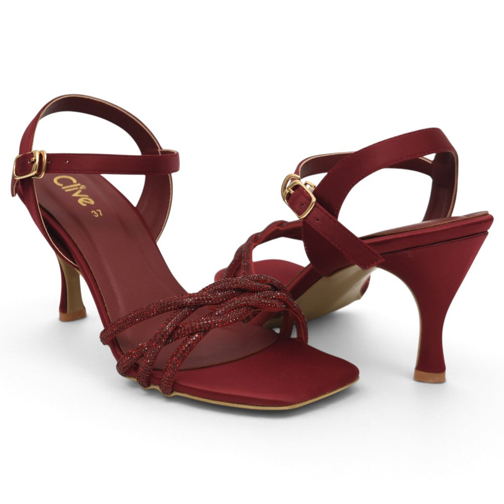 Maroon Bridal Sandal Heels - L065851