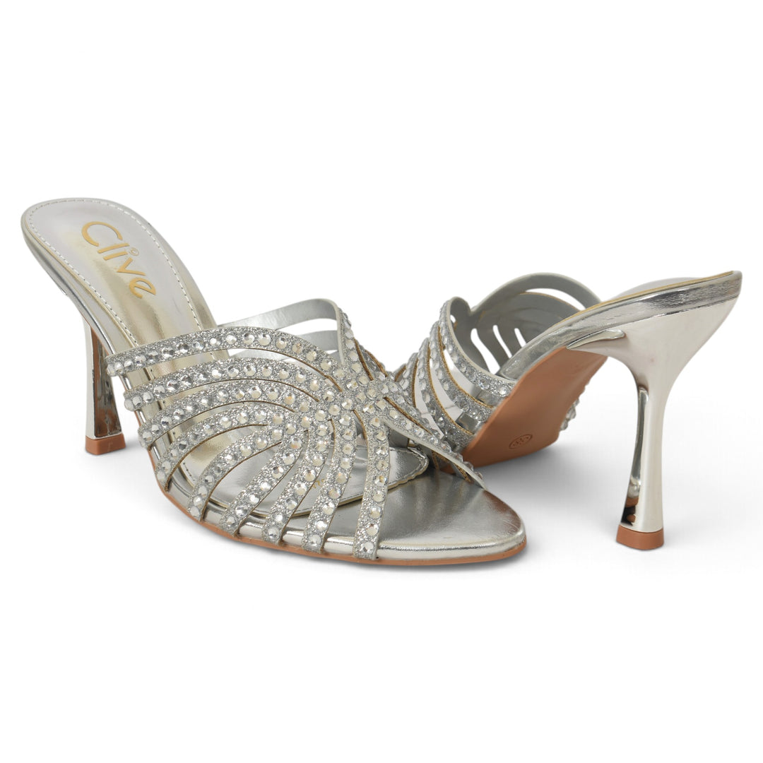 Silver Bridal Slipper Heels - l045240
