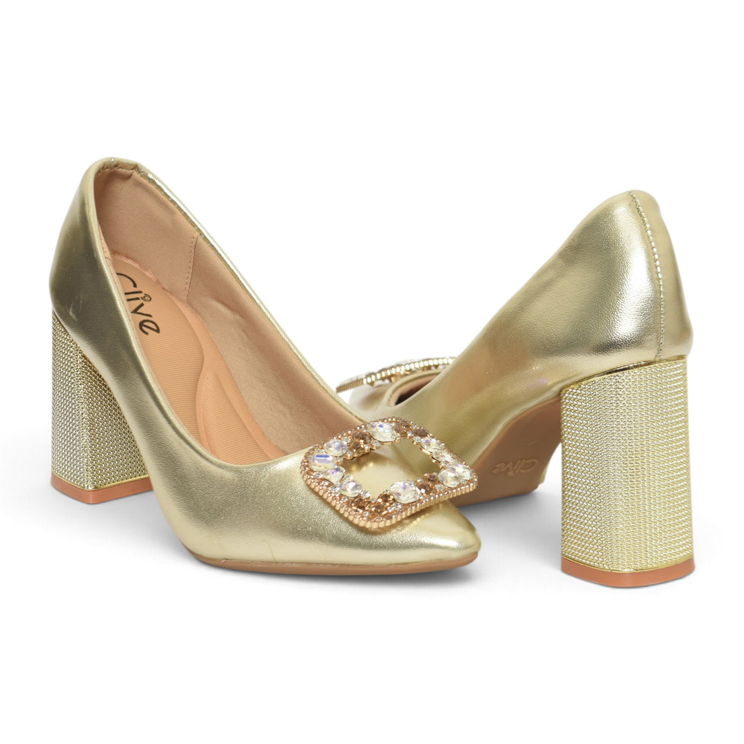 Golden Bridal Court Shoes - L087252