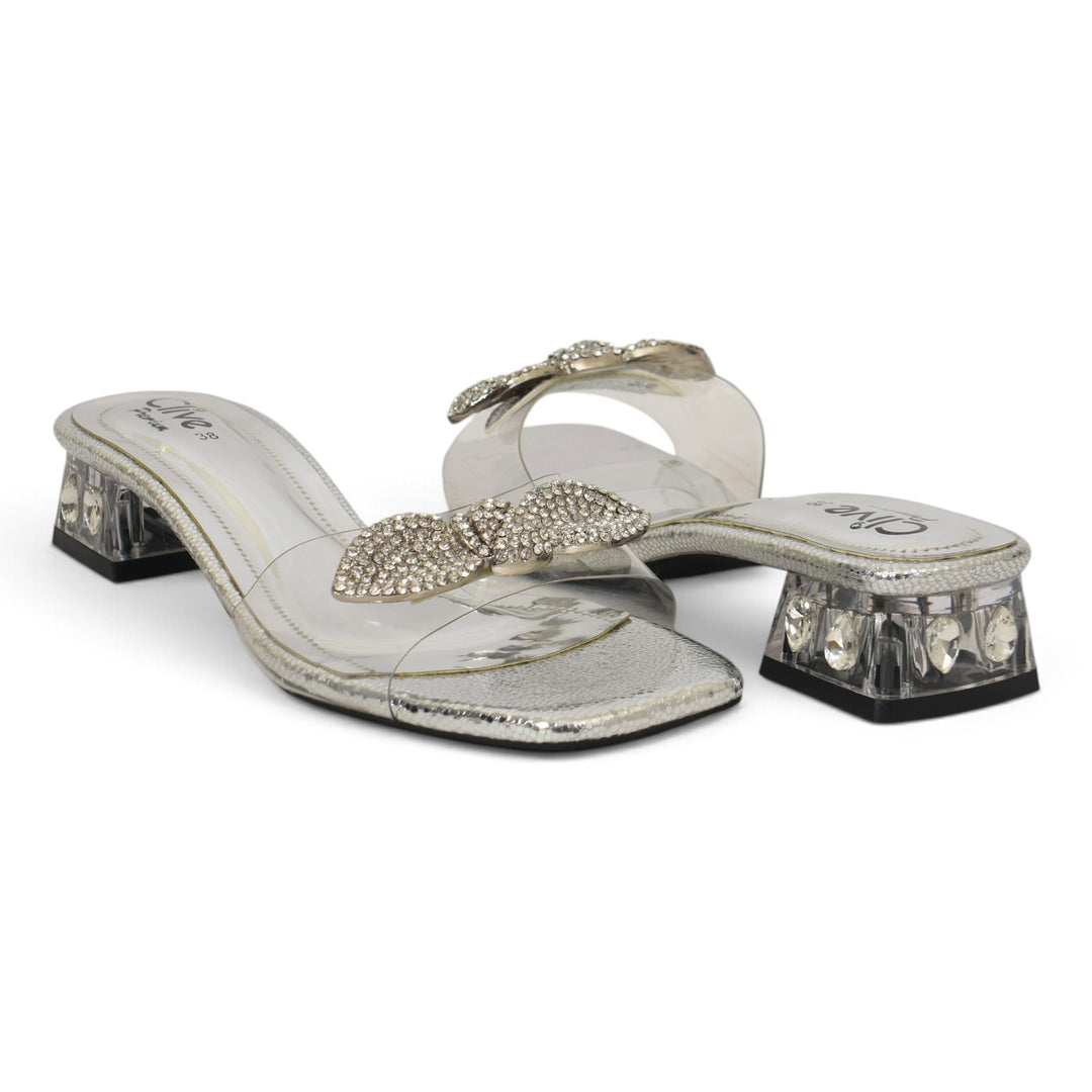 Silver Bridal Slipper Heels - l045267