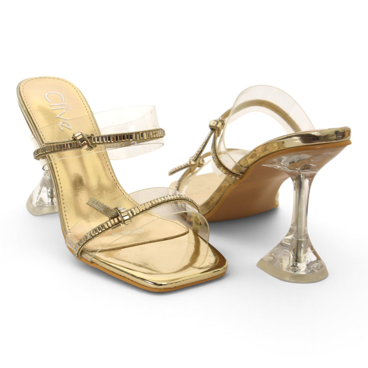 Golden Bridal Slipper Heels - l045239