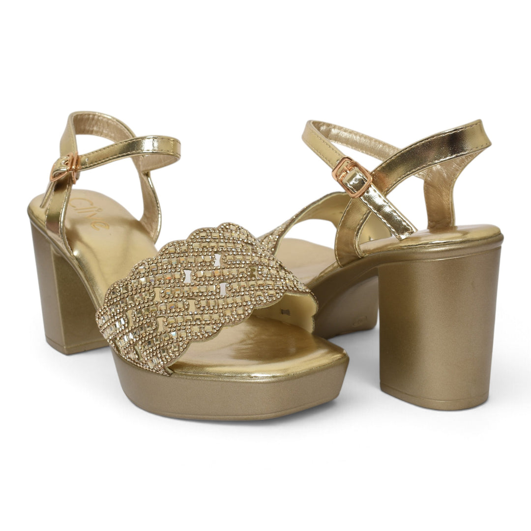 Golden Bridal Sandal Heels - l065810