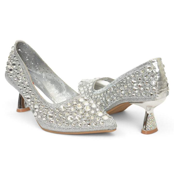 Silver Bridal Court Shoes - L087288