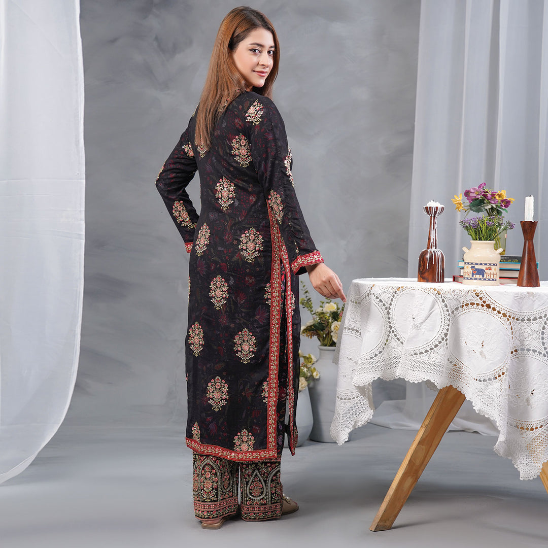 2-PC Luxury Gold Embroidered Chiffon