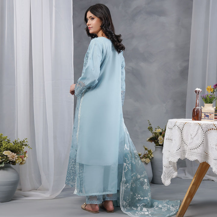 3-PC Luxury Gold Embroidered Organza &Grip