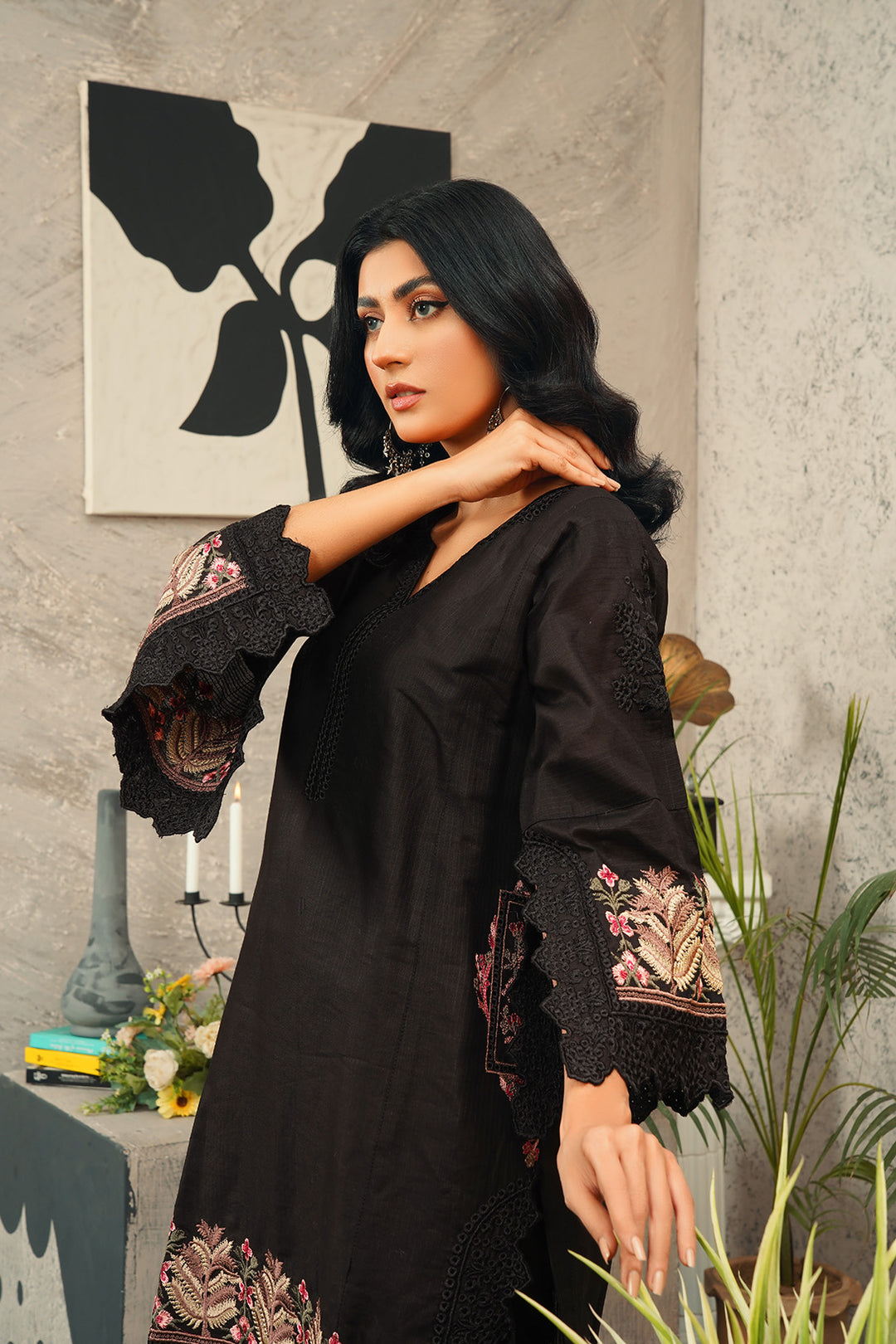 2 Piece Cambric Embroidered Shirt & Trouser