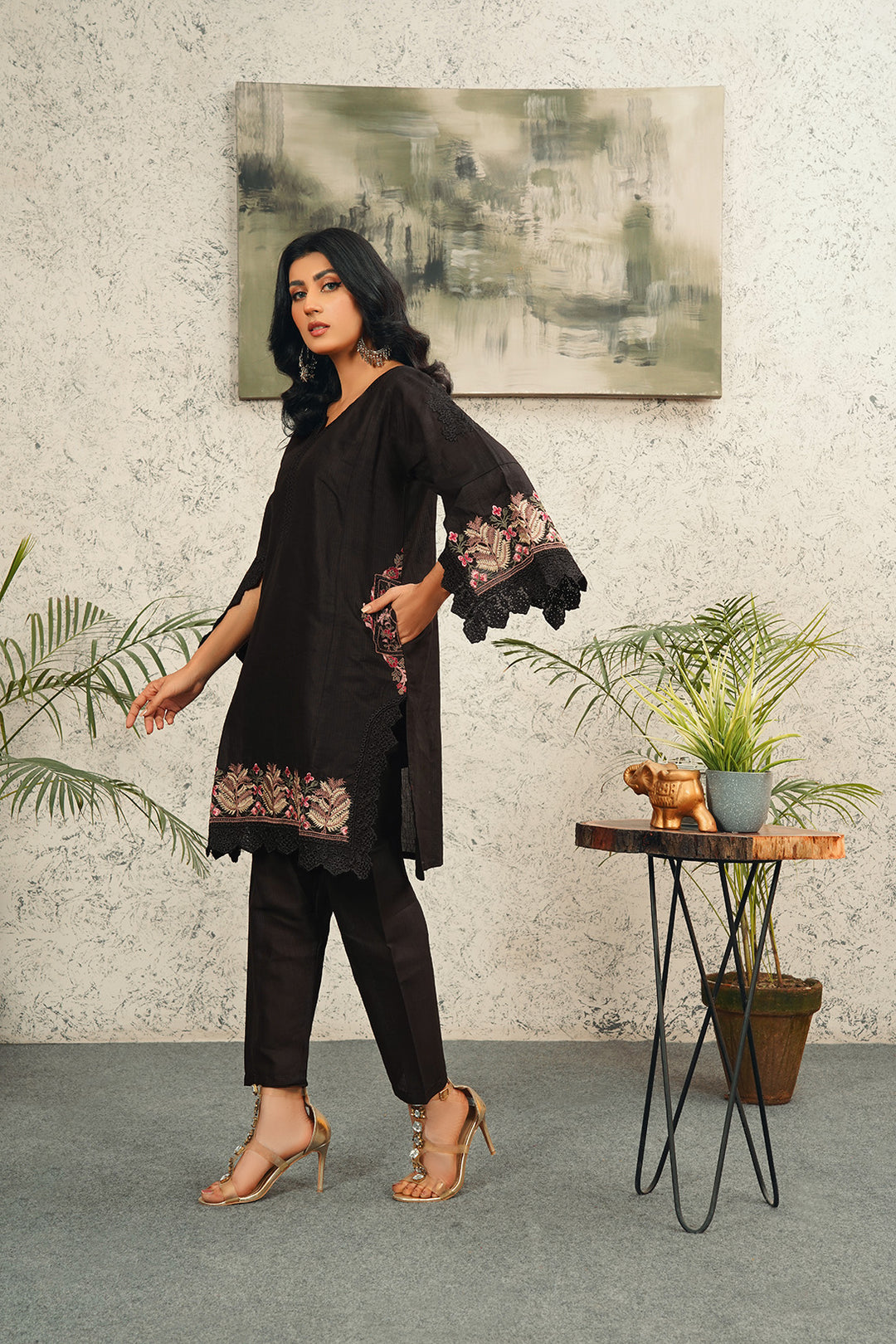 2 Piece Cambric Embroidered Shirt & Trouser