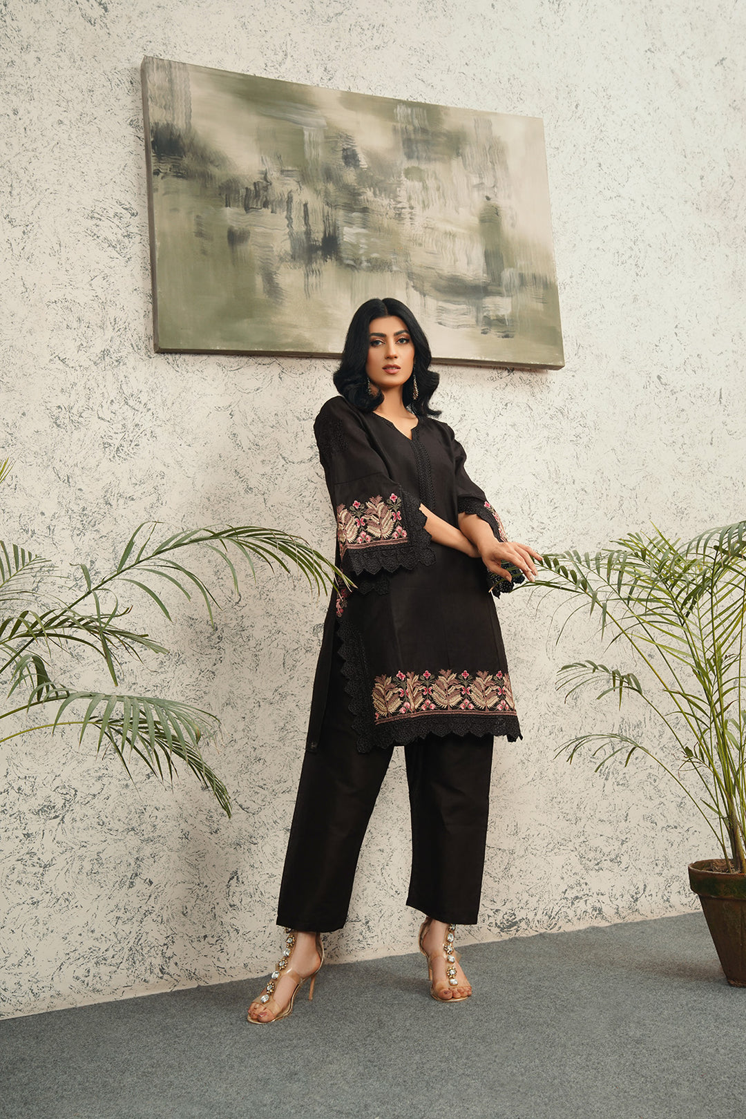 2 Piece Cambric Embroidered Shirt & Trouser