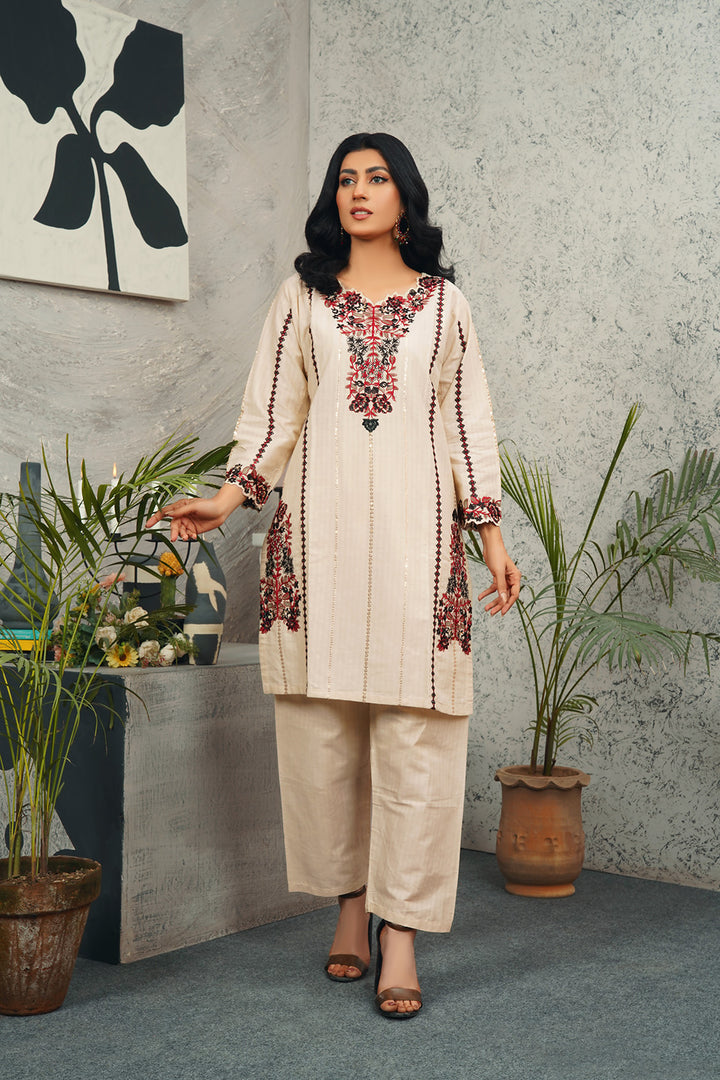 2 Piece Cambric Embroidered Shirt & Trouser