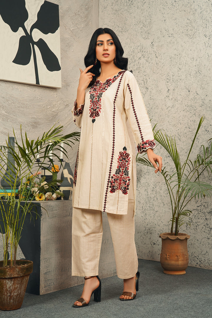 2 Piece Cambric Embroidered Shirt & Trouser