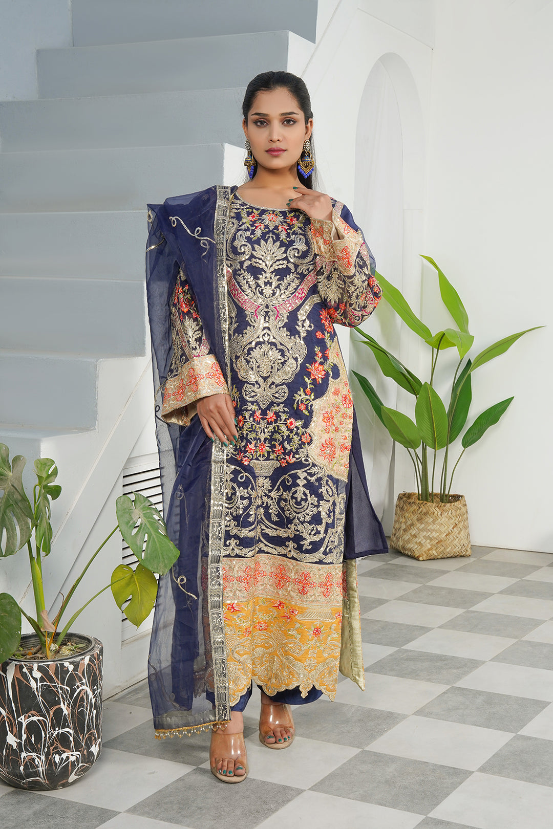 Luxury Gold-3-PC Fancy Embroidered Dress & Fancy Dresses for Women Clive Shoes Luxury Gold-3-PC Fancy Embroidered Dress & Fancy Dresses for Women Clive Shoes