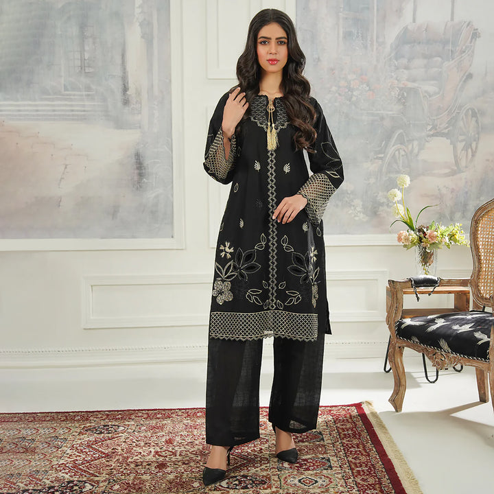 2-PC Embroidered Cambric